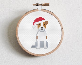 Christmas Jack Russell Cross Stitch Pattern