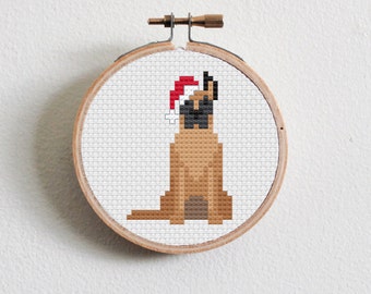 Christmas Brown Great Dane Cross Stitch Pattern