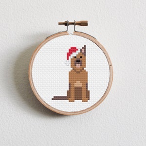 Christmas German Shepherd Cross Stitch Pattern