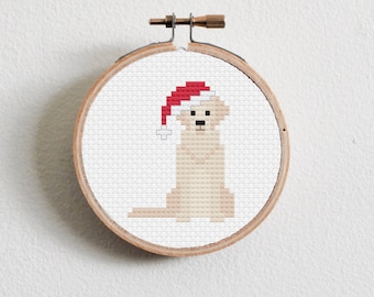 Christmas Light Golden Retriever Cross Stitch Pattern