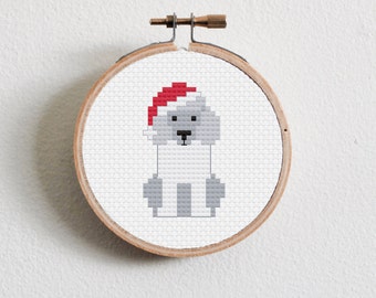 Christmas White Poodle Cross Stitch Pattern