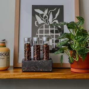 Handmade Speckled Terrazzo Concrete Coffee Bean Storage with Glass Tubes