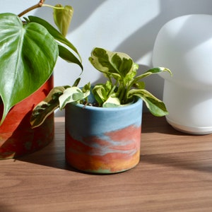 Rainbow Watercolor concrete Planters | Multiple Sizes | Great for Indoor Plants | Handmade concrete pot for plants | Big & Small sizes