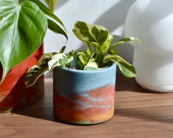 Rainbow Watercolor concrete Planters | Multiple Sizes | Great for Indoor Plants | Handmade concrete pot for plants | Big & Small sizes