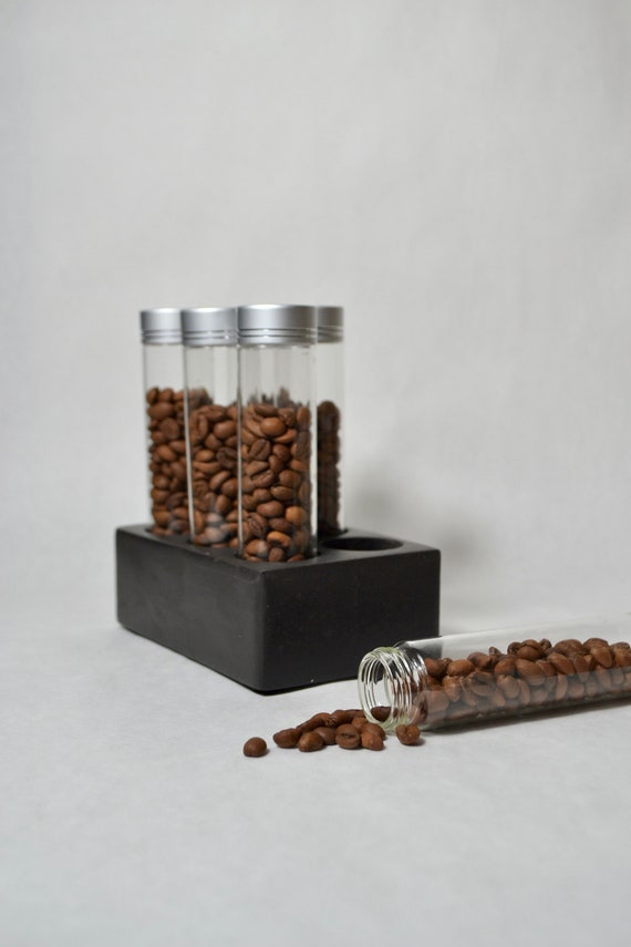 6 Tubes Concrete 18g / 25g Coffee Beans Storage Tube W Glass Test
