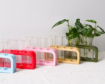 Extra Large Propagation Station Hang or Stand - 4 glass tubes, Set in multiple colors, 3d printed with glass test tube propagation stand