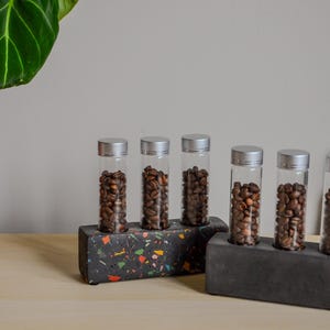 Handmade Concrete Coffee Bean Storage Tube Holder: Minimalist Display
