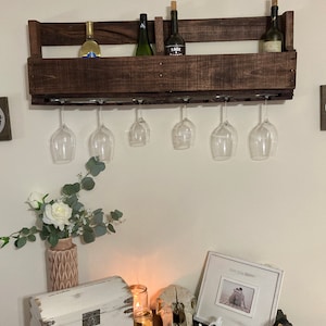 Wine rack with bottle and glass holder