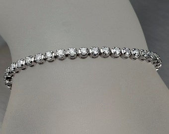 3 Carat White Diamond Tennis Bracelet in solid 14k white gold, Anniversary Gift