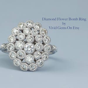 Flower Bomb Ring in 14k white gold with 30 round natural brilliant diamonds image 6