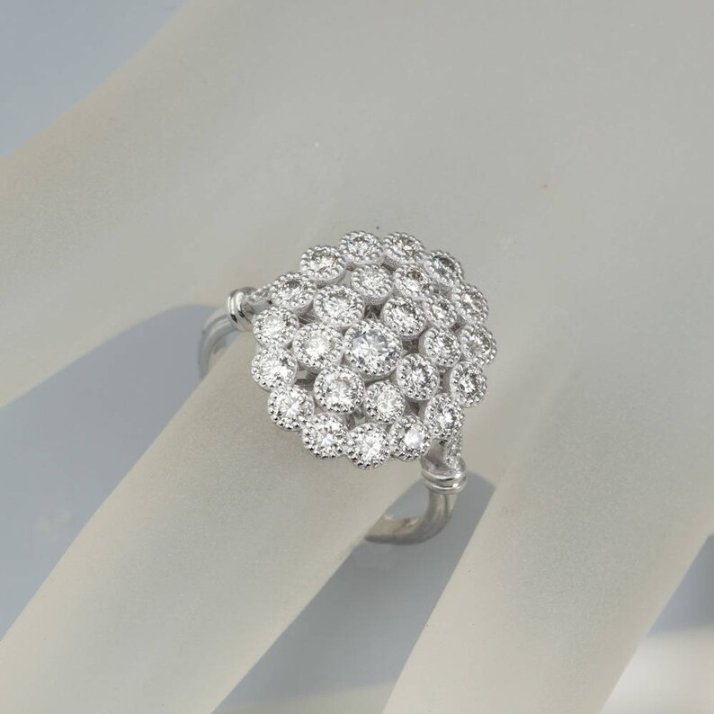 Flower Bomb Ring in 14k white gold with 30 round natural brilliant diamonds image 8