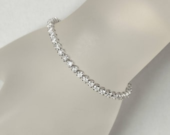 4 Carat White Diamond Tennis Bracelet in solid 14k white gold, Anniversary Gift