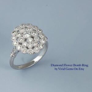 Flower Bomb Ring in 14k white gold with 30 round natural brilliant diamonds image 2