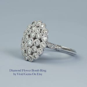 Flower Bomb Ring in 14k white gold with 30 round natural brilliant diamonds image 3