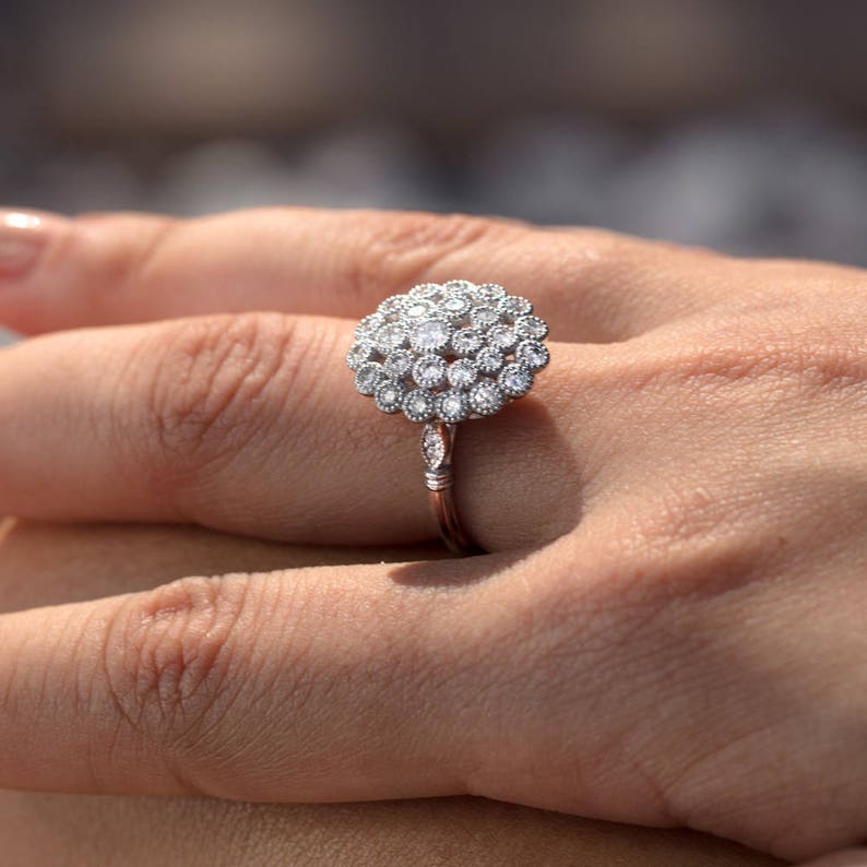 Flower Bomb Ring in 14k white gold with 30 round natural brilliant diamonds image 5