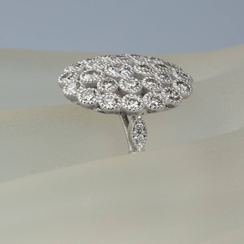 Flower Bomb Ring in 14k white gold with 30 round natural brilliant diamonds image 9