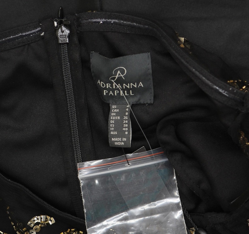 Vestido de tafetán con cuentas en los hombros de Adrianna Papell, negro/dorado 4 imagen 4