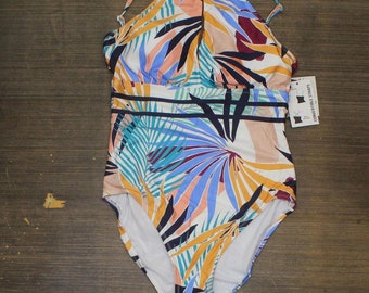 NWT 24th & Ocean Keyhole One Piece Swimsuit Multicolor L