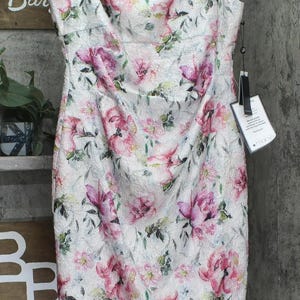 Nwt Adrianna Papell Above The Knee Dress Ivory Multi 16 image 1