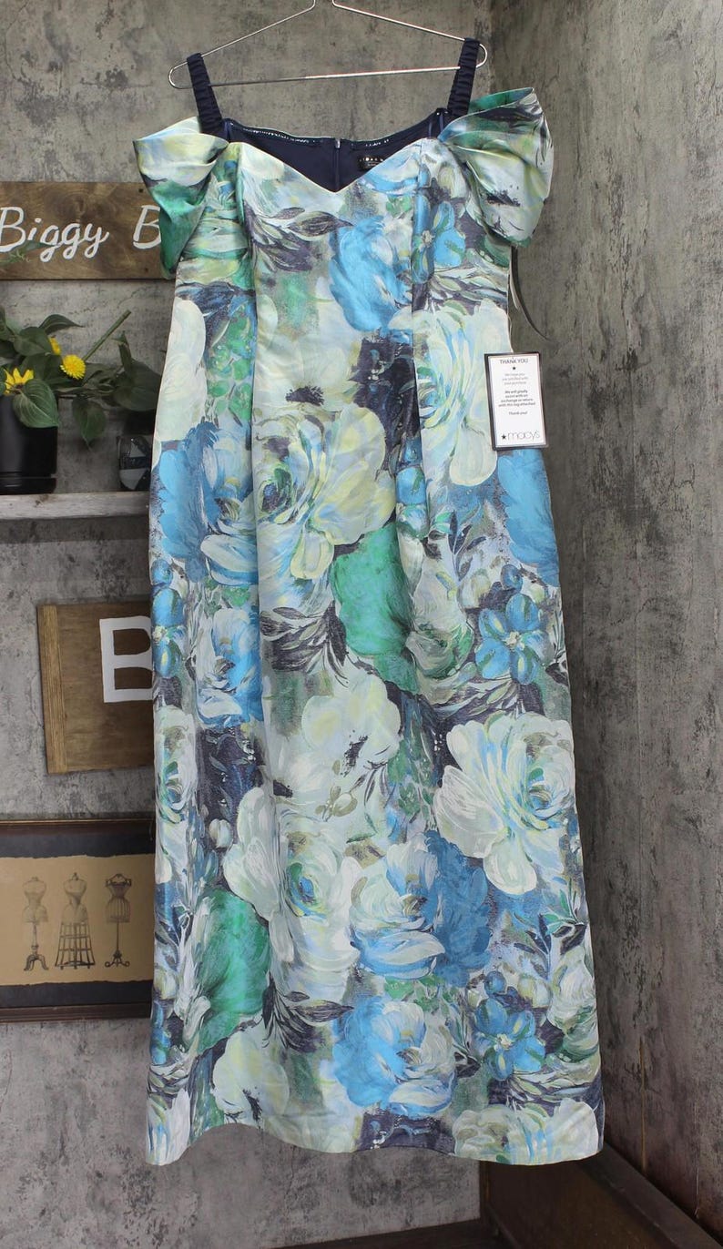 Nwt Aidan Mattox By Adrianna Papell Dress Blue Multi 18 image 1