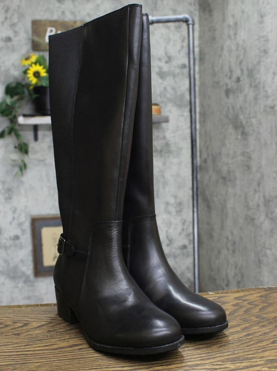 Easy Spirit Knee High Boots SECHAZA-WC Black Leat… - image 1