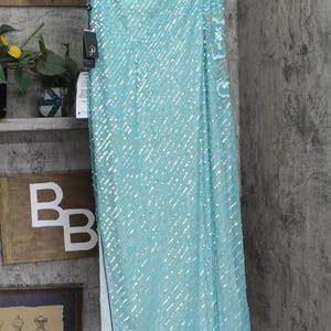 Nwt Adrianna Papell One Slit Dress Gown Aqua Luster Blue 14 image 2