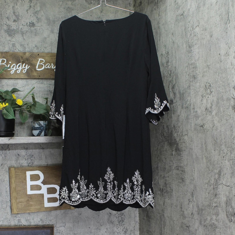 Nwt Adrianna Papell Neck A-line Dress Ap1e211500 Black 14 image 2