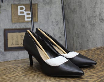Nwt On 34th Slip On Pumps 10018690100 Black Leather 9m