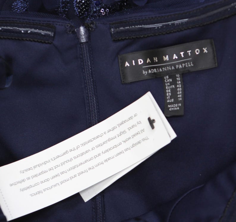Nwt Aidan Mattox By Adrianna Papell Gown Dress Navy Blue 10 image 4