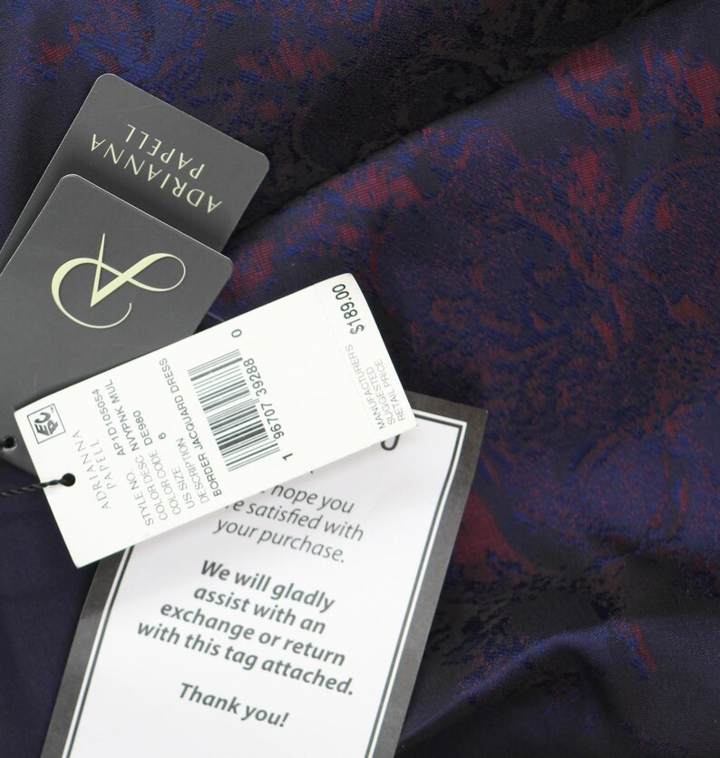 Nwt Adrianna Papell Jacquard Dress Navy Blue / Pink Multi 6 image 4