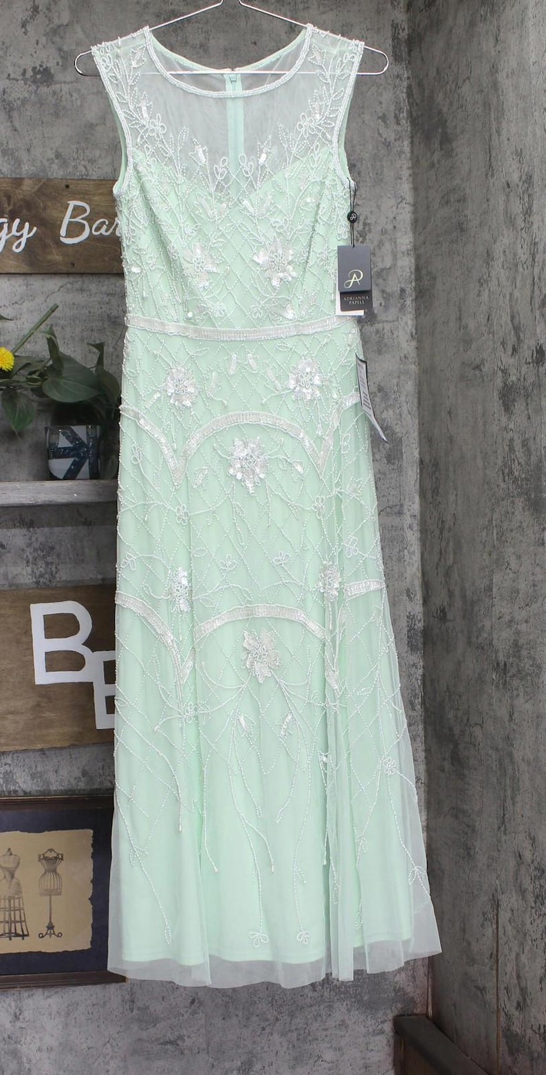 Robe sans manches Adrianna Papell Vert brume aloès / Ivoire 2 image 1