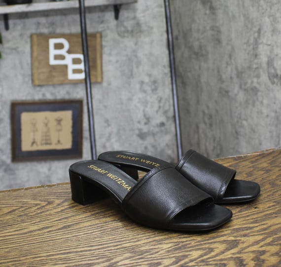 Stuart Weitzman Cayman 35 Block Heel Slides Se013… - image 1