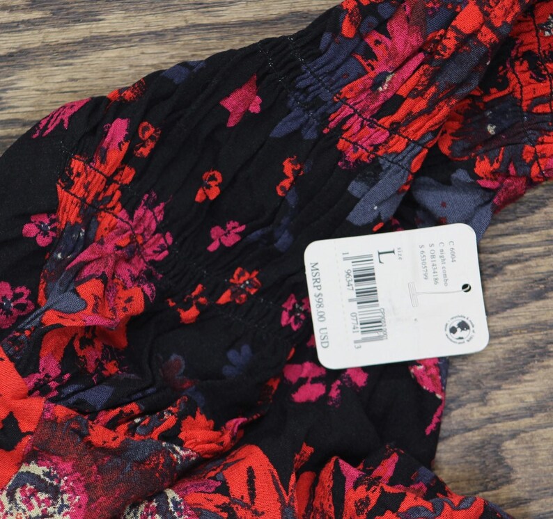 Nwt Free People Front Top Ob1434186 Night Combo Red Black L immagine 4