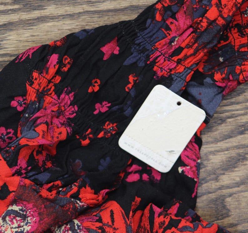 Nwt Free People Front Top Ob1434186 Night Combo Red Black L immagine 3