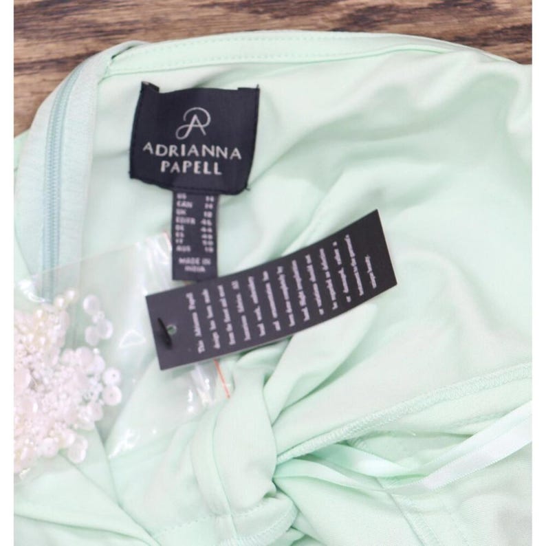 Adrianna Papell Sequin Dress Gown Green / Ivory 14 image 3
