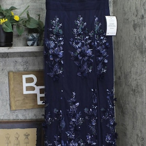 Nwt Aidan Mattox By Adrianna Papell Gown Dress Navy Blue 10 image 1
