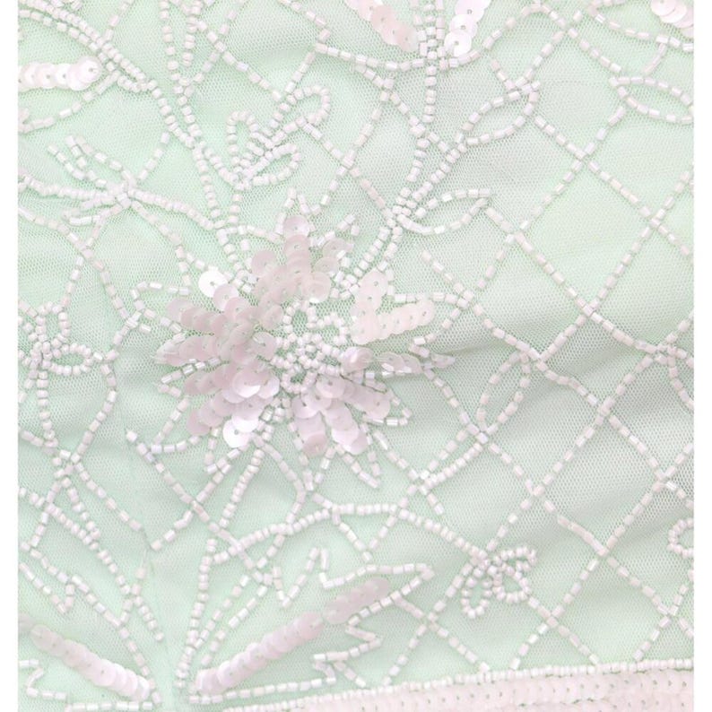 Adrianna Papell Sequin Dress Gown Green / Ivory 14 image 7