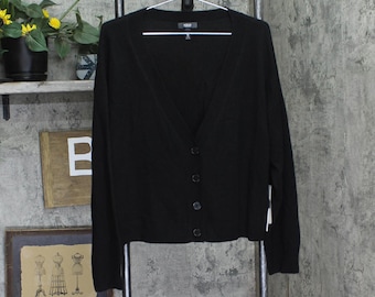 Nwt Aqua Sweater Cashmere V-neck Cardigan V10337 Black 2xl