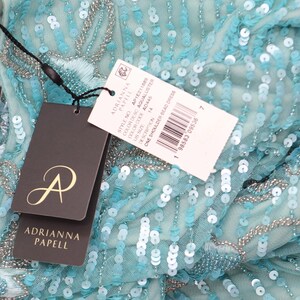 Nwt Adrianna Papell One Slit Dress Gown Aqua Luster Blue 14 image 4