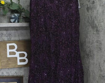 Nwt Xscape Long Lace Dress Gown 4618x Mulberry Purple 14