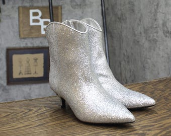 Nwt On 34th Booties 10019682200 Silver Glitter Gray 5m