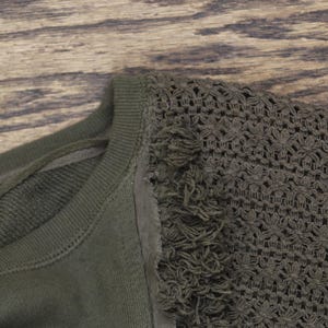Free People Cropped Sweater Cotton Dolman Sleeve Green Xs image 4