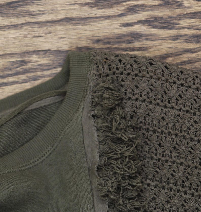 Free People Cropped Sweater Cotton Dolman Sleeve Green Xs image 4