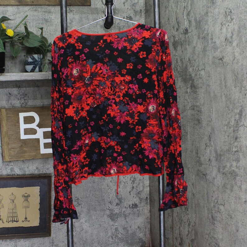 Nwt Free People Front Top Ob1434186 Night Combo Red Black L immagine 2