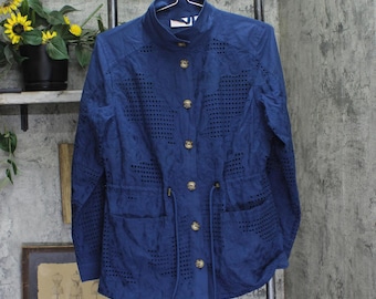 New Belle By Kim Gravel Up Lace Anorak Jacket Indigo Blue S