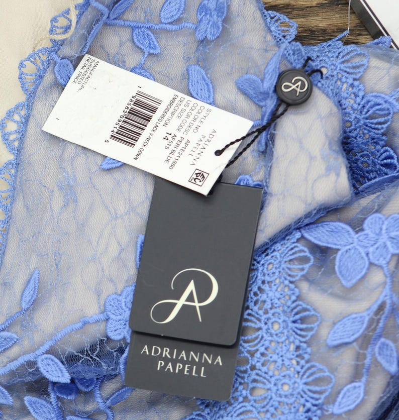 Nwt Adrianna Papell Formal Dress Gown Periwinkle Blue 14 image 4