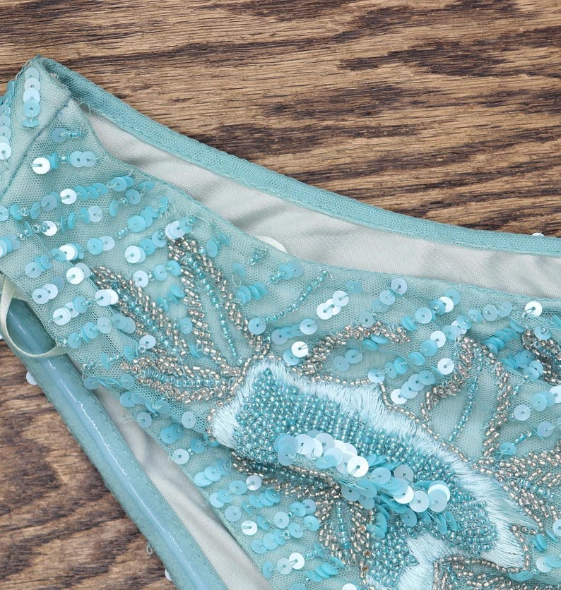 Nwt Adrianna Papell One Slit Dress Gown Aqua Luster Blue 14 image 6