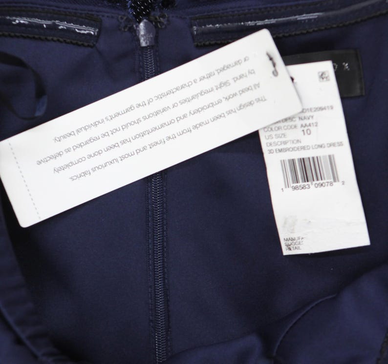 Nwt Aidan Mattox By Adrianna Papell Gown Dress Navy Blue 10 image 3