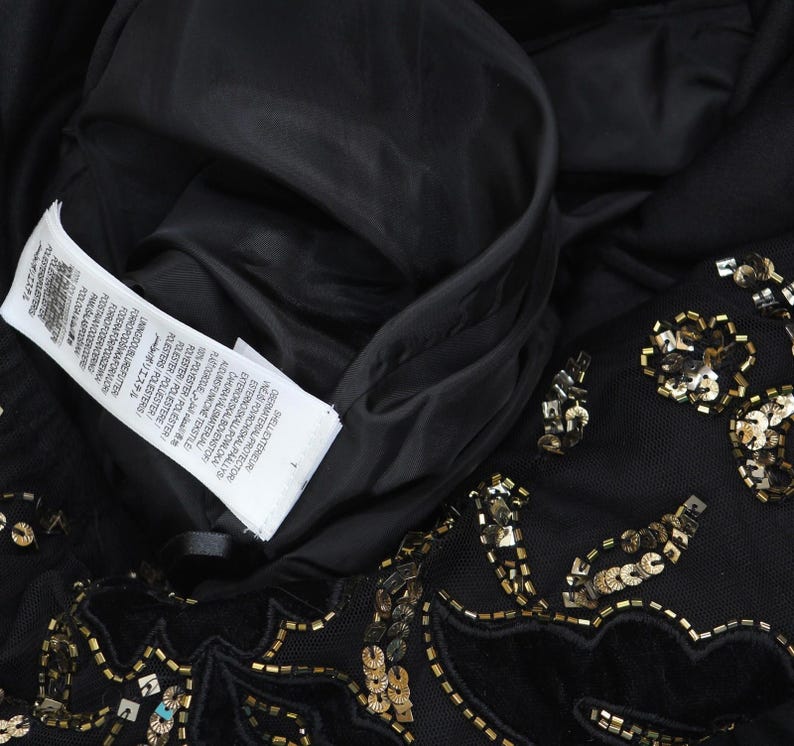 Vestido de tafetán con cuentas en los hombros de Adrianna Papell, negro/dorado 4 imagen 5
