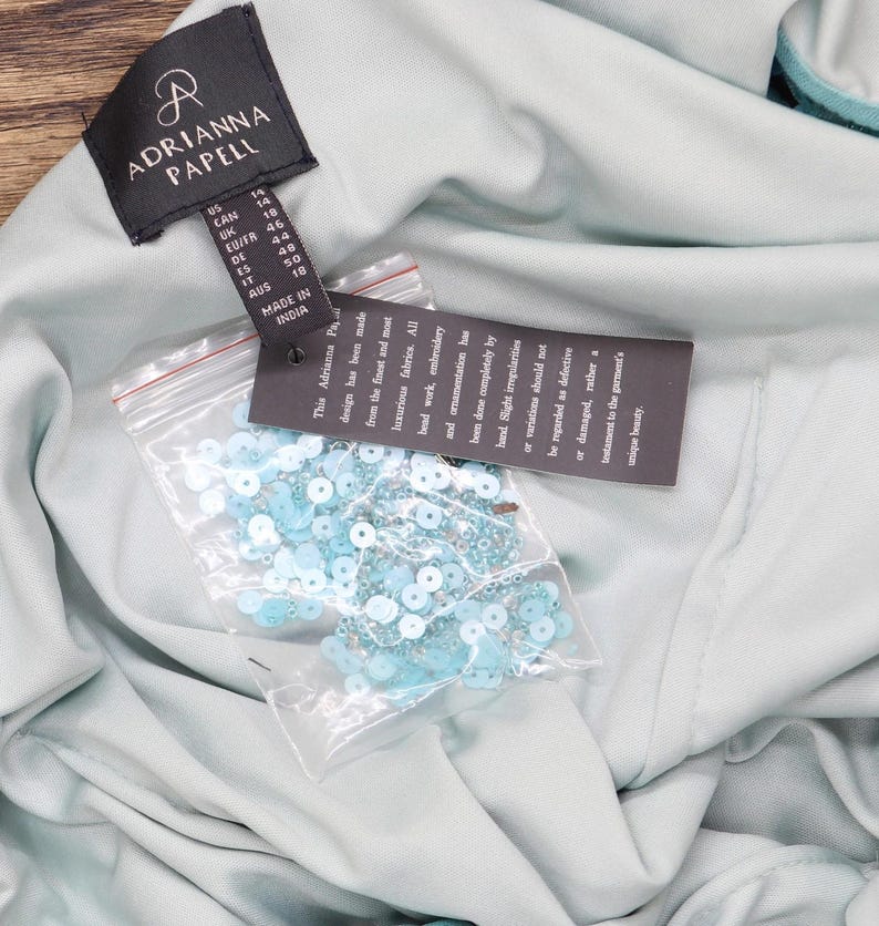 Nwt Adrianna Papell One Slit Dress Gown Aqua Luster Blue 14 image 3